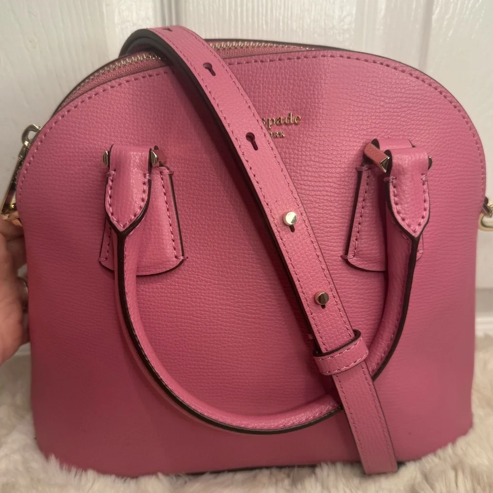 KATE SPADE NEW YORK LEATHER DOME HAND BAG PINK - Picture 1 of 15